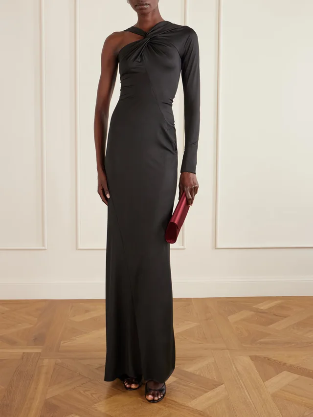 VICTORIA BECKHAM One-shoulder satin gown in Black, photo 2 of 2 from NET-A-PORTER (Canada)