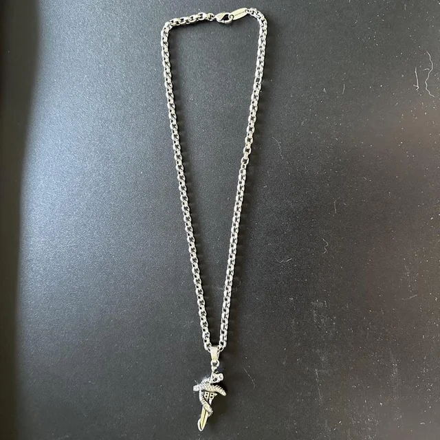 Balenciaga Men's Jewelry - Silver/Black in black|gray|silver from Depop, photo 1 of 1