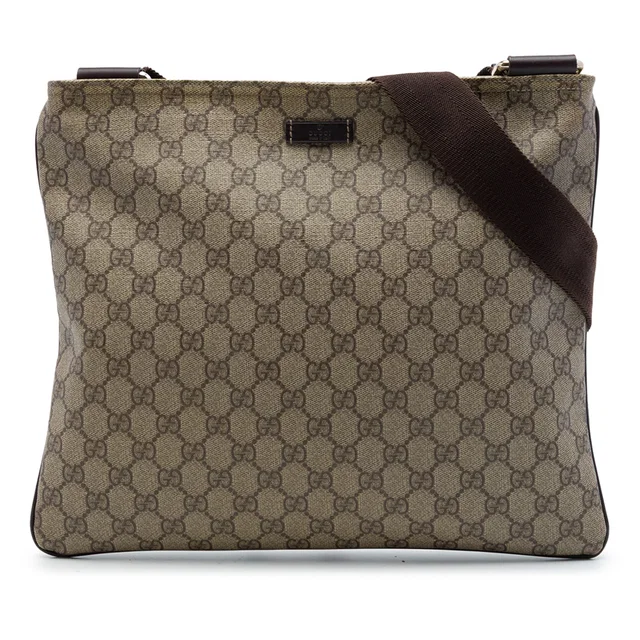 Beige Gucci GG Supreme Crossbody in Beige Coated canvas from Designer Revival