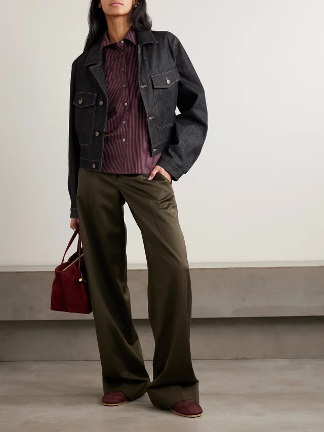 LESET Yoshi pinstriped cotton-blend twill shirt in Red, photo 2 of 2 from NET-A-PORTER (Canada)