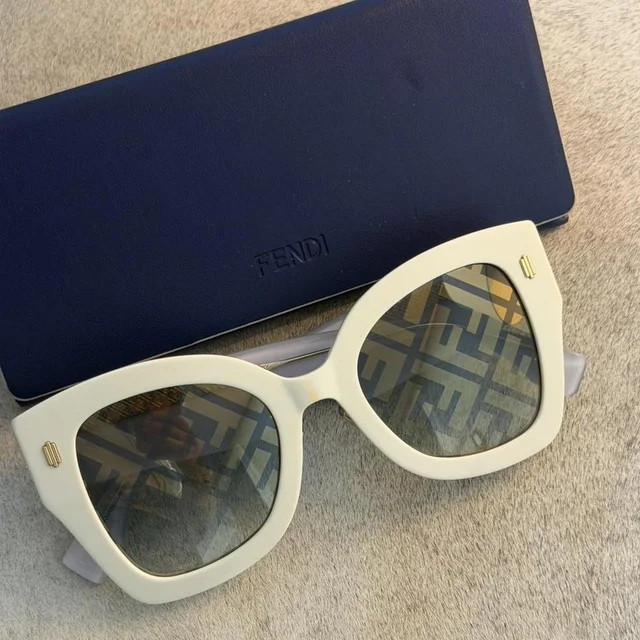 Fendi Women's Sunglasses - White/Cream in white from Depop, photo 1 of 1