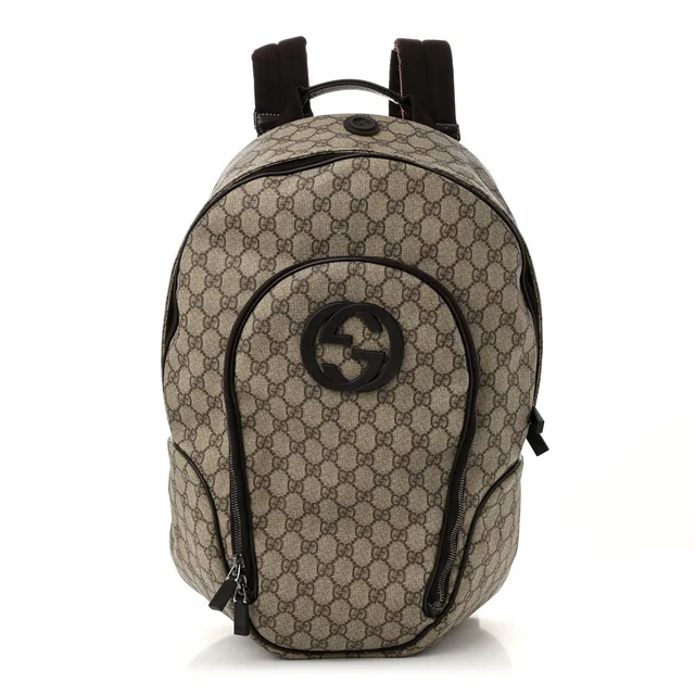 Gucci Interlocking G Backpack GG Supreme Coated Canvas Bag - Beige & Brown in Brown Coated canvas from H&T