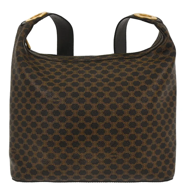Celine Black PVC Macadam Shoulder Bag in Black Leather from AMORE Vintage Tokyo