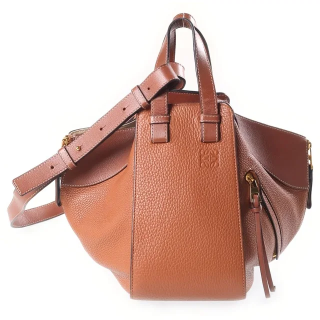 Loewe Hammock Mini 2-Way Shoulder Bag Brown Leather Gold in Brown Leather from The Reluxe