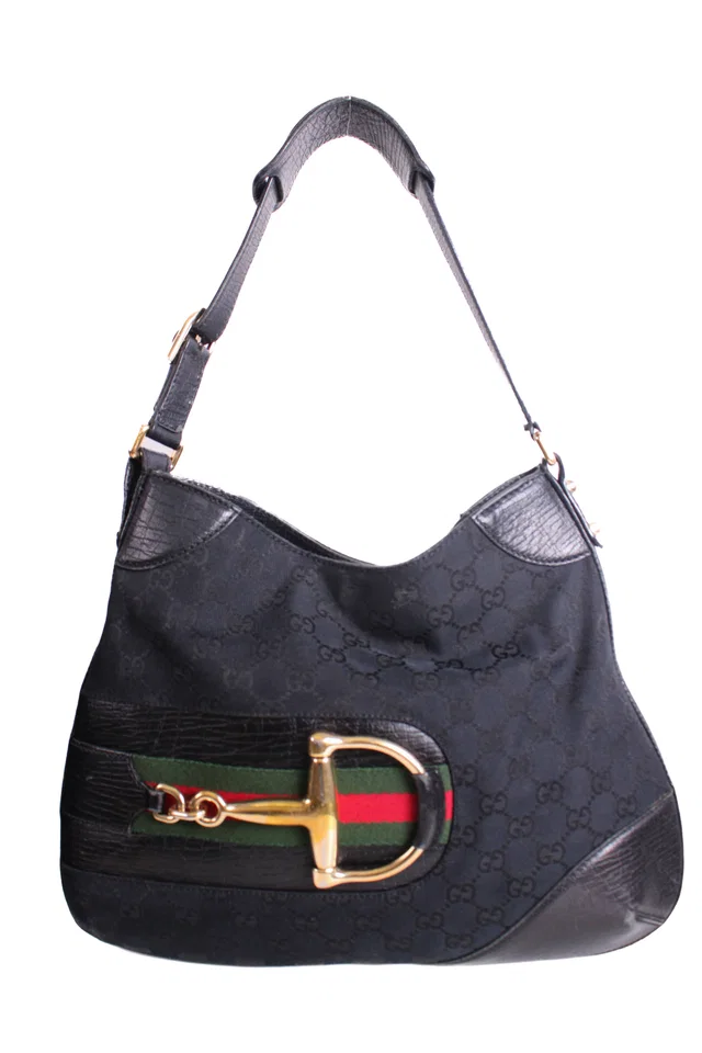 Gucci GG Horesbit Hasler Hobo Bag Black in Black from Luxury Promise