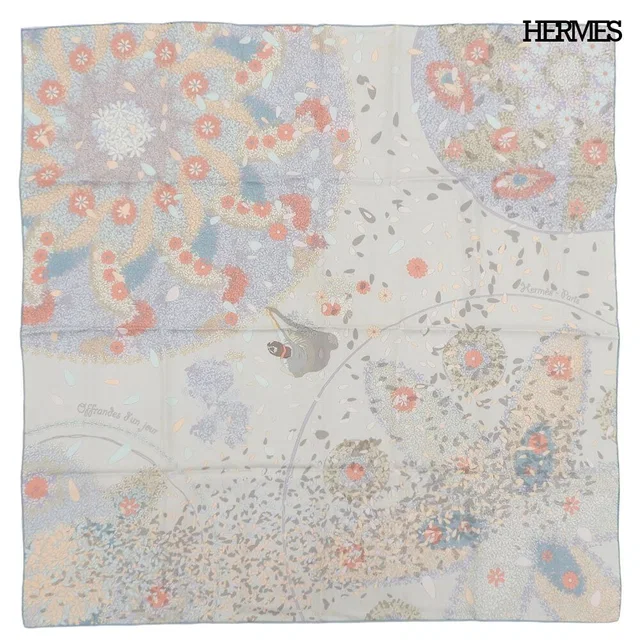 Hermès Carre 90 Silk Scarf Flower Offering Offrandes Dun Jour Multicolor in Multicolor Silk from The Reluxe