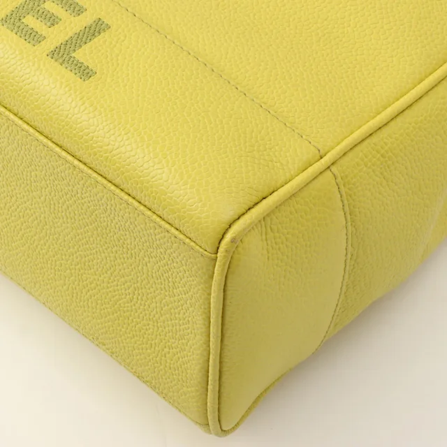 Chanel CC Turnlock Chain Bag, Yellow-Green, circa 1997 in Green Caviar leather from VINTAGE QOO TOKYO, photo 10 of 15
