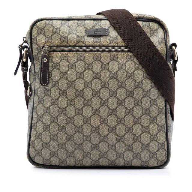 Beige Gucci GG Supreme Crossbody in Beige Coated canvas from Designer Revival