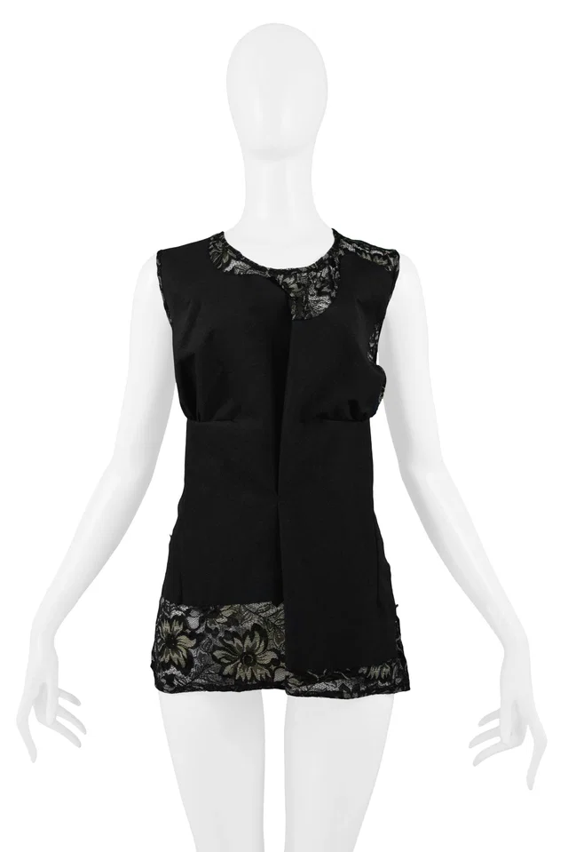 Comme des Garçons Black & Lace Abstract Top 1997 in Black Woven leather from Resurrection Vintage
