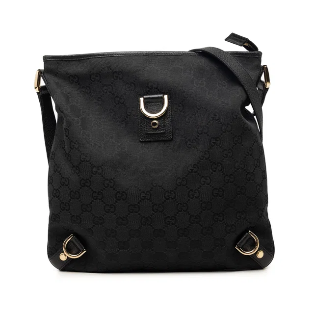 Black Gucci GG Canvas Abbey D Ring Crossbody in Black Canvas from Designer Revival