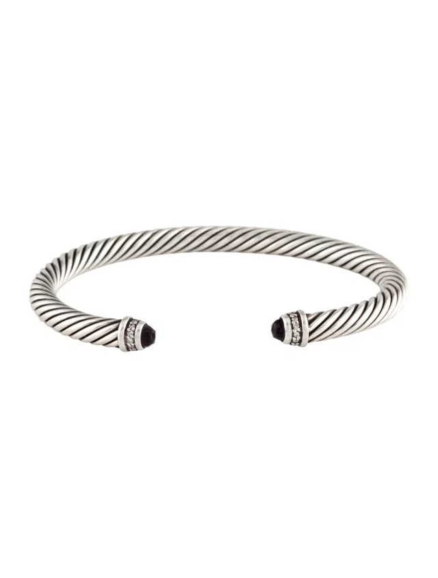 David Yurman Amethyst & Diamond Classic Cable Cuff, 6.5" in multicolor from The RealReal