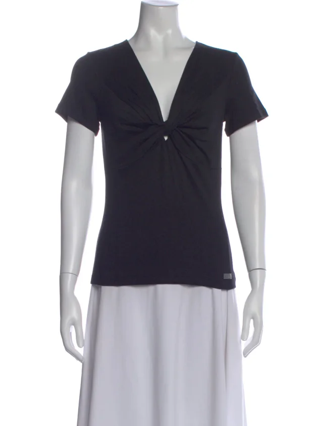 Dior V-Neck Short Sleeve T-Shirt w/ Tags in black from The RealReal