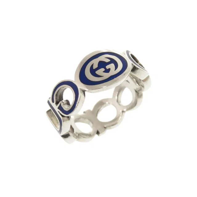 Gucci Interlocking G 925 Sterling Silver Blue Ring in Blue from The Reluxe