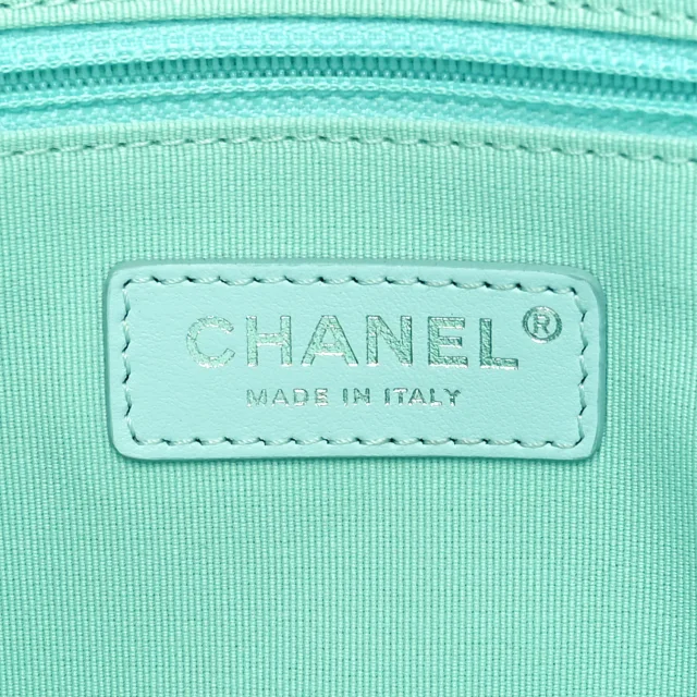 Chanel Shaded Calfskin Small Deauville Tote Light Green Turquoise Purple in Blue Calfskin from FASHIONPHILE, photo 7 of 11
