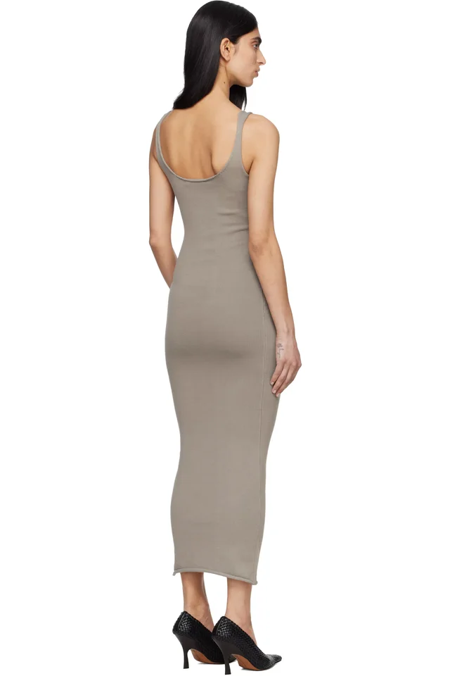 Entire Studios Gray Raw Knit Midi Dress, photo 3 of 4 from SSENSE