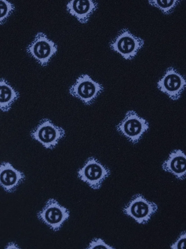 Giorgio armani Blue Silk Tie with All-Over Logo Print Man in Blue 100% Silk, photo 3 of 6 from Gaudenzi Boutique