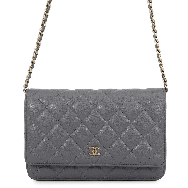 Chanel Matelasse Classic Chain Wallet GrayAP0250 Caviar Leather in Caviar leather from GALLERY RARE