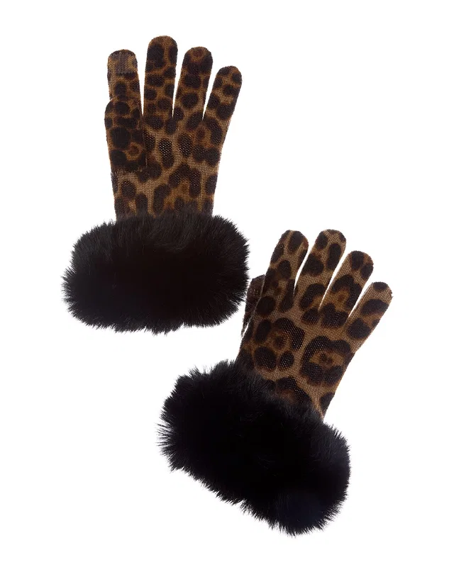 Sofia Cashmere sofiacashmere Animal Print Cashmere Gloves, image 1 of 1 from Rue La La