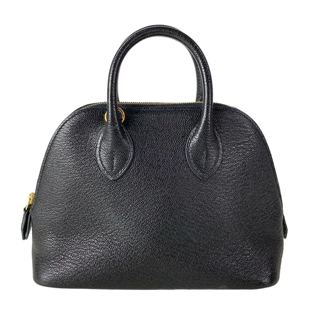 Hermès Handbag Mini Bolide 1923 Black Gold in Black Goatskin from The Reluxe