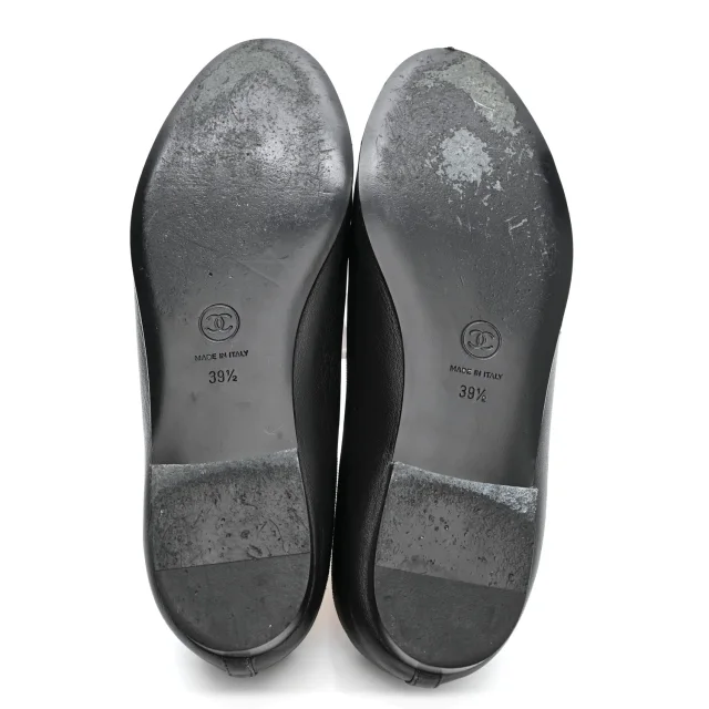 Chanel Patent Cap Toe Ballerina Flats 39.5 Black in Black Lambskin from FASHIONPHILE, photo 6 of 18