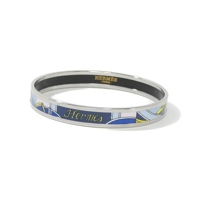 Hermès エルメス バングル in BLUE+ROSE(ブルー+ローズ) 内周x最大幅: 20cmx1cm from KOMEHYO