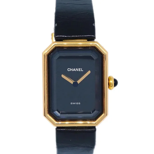 Chanel Premiere Quartz Watch Black 18KYG in Black Leather from AMORE Vintage Tokyo