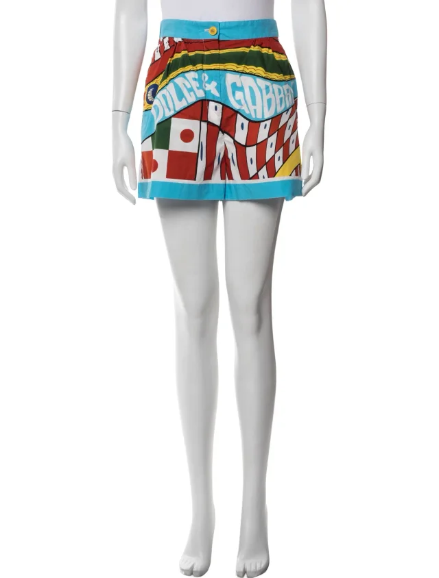 Dolce & Gabbana Graphic Print Mini Shorts in red from The RealReal