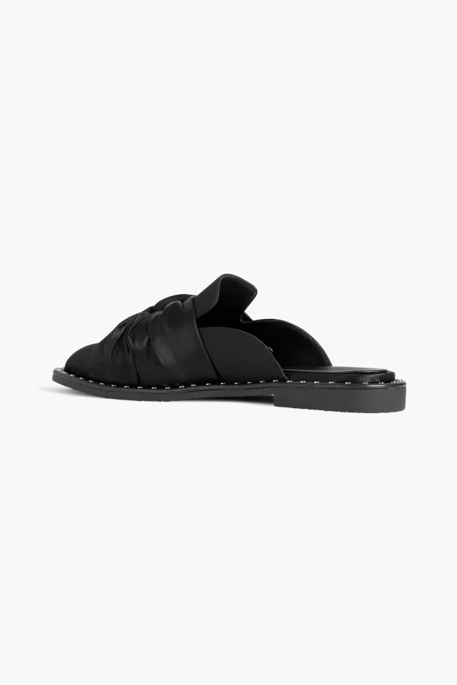 Stella McCartney Falabella Twisted Satin Slippers in Black, photo 3 of 4 from THE OUTNET