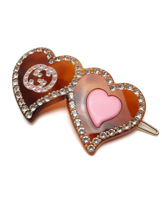 Gucci GG Hearts Rhinestone Hair Clip in Resin from A Retro Tale, photo 3 of 3