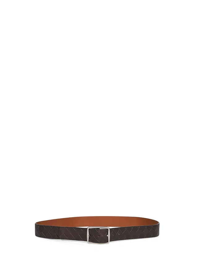 Bottega Veneta Reversible Intrecciato Calfskin Belt — Brown in Brown Calfskin from HEWI