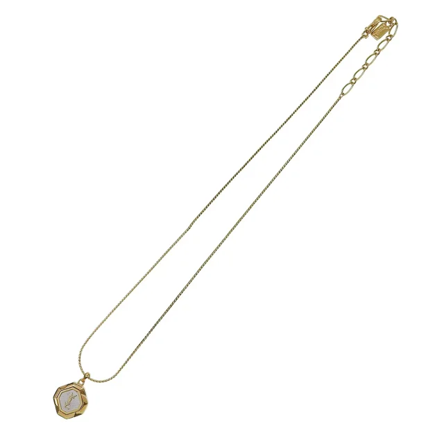 Saint Laurent Octagon Motif Logo Necklace Gold in Gold from VINTAGE QOO TOKYO, photo 6 of 6