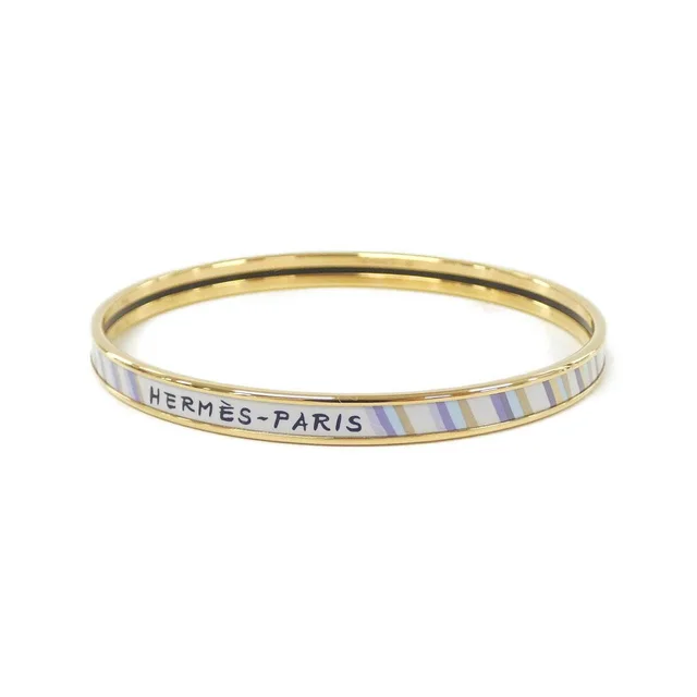 HERMES bangle in VIOLET / PALLADIUM (GOLD) hardware Inner circumference x width: 19.5cm x 0.5cm from KOMEHYO