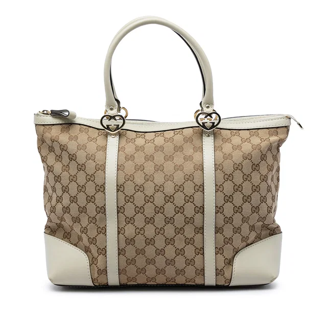 Beige Gucci GG Canvas Lovely Tote in Beige Canvas from Designer Revival
