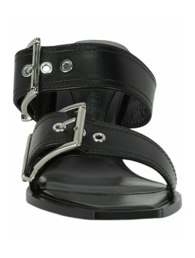 Alexander McQueen Double Buckle Punk Mules in black, photo 4 of 6 from ShopSimon