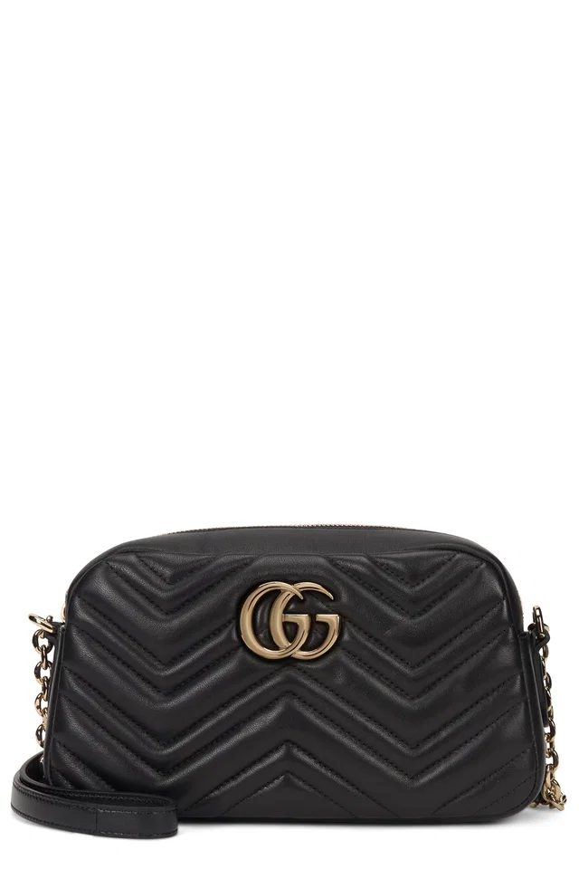 Gucci Gg Marmont Shoulder Bag — Black Lambskin in Black Lambskin from HEWI
