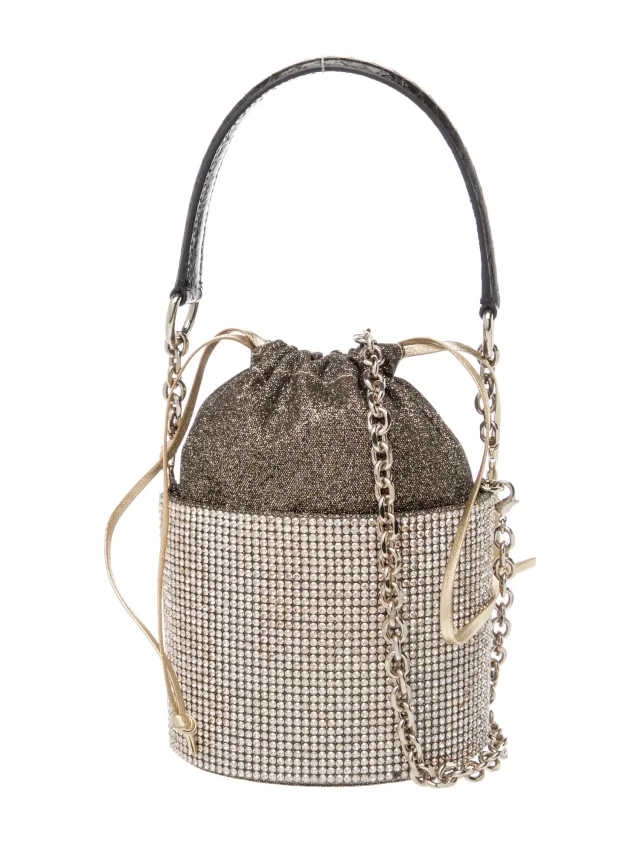 Judith Leiber Crystal Evening Bag in gold Satin from The RealReal