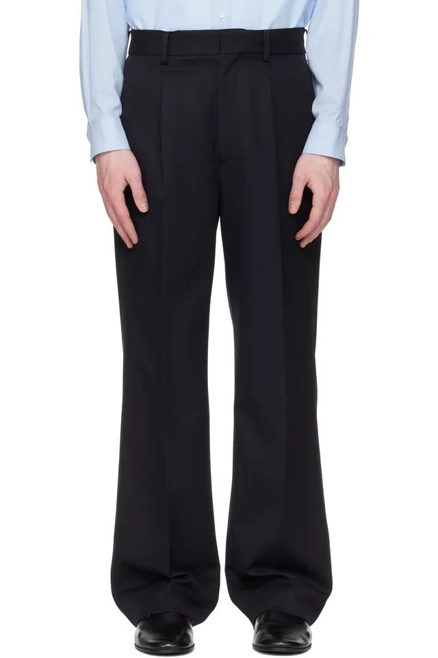 ssstein Navy Wool Kersey Straight Trousers from SSENSE, photo 1 of 1