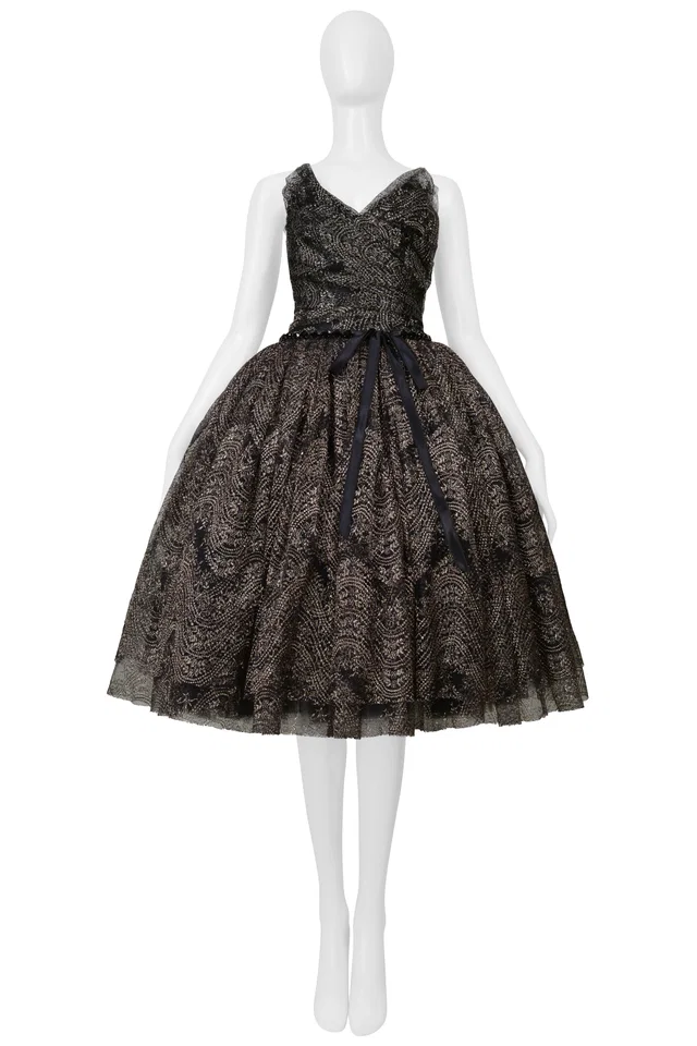 Dolce & Gabbana Black & Gold Lace Party Dress 2012 in Black Satin from Resurrection Vintage