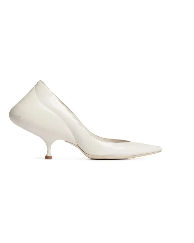 Maison Margiela Humpbacked White Leather Pump Heels, Women's (Size 8) in white Leather from Grailed