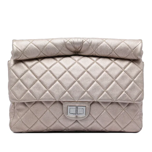 Gold Chanel Large Quilted Iridescent Calfskin Reissue 2.55 Roll Clutch in Gold Calfskin from Designer Revival
