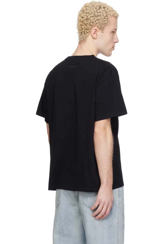 MM6 Maison Margiela Black Spray Print T-shirt, photo 3 of 4 from SSENSE