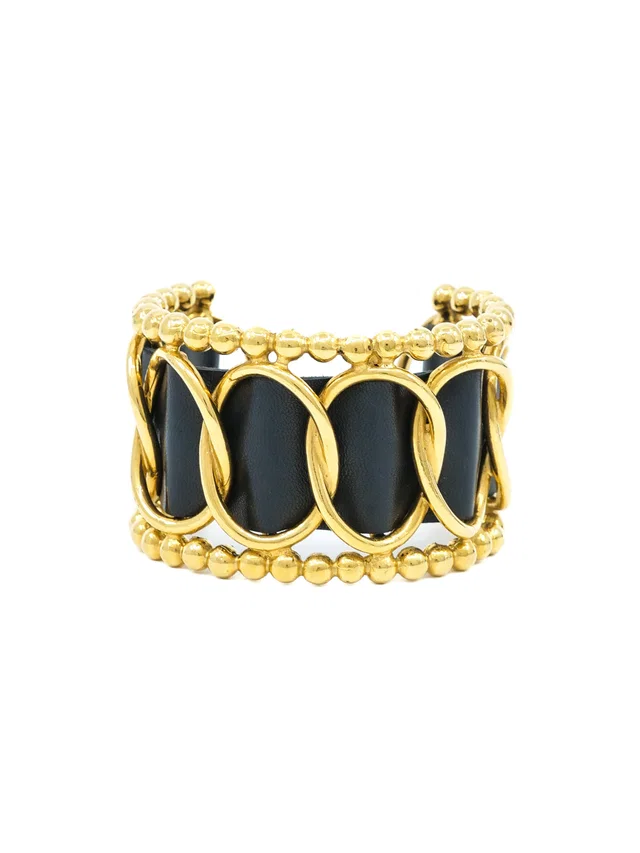 1993 Chanel Leather Woven Chain Cuff in Woven leather from Arcade Vintage
