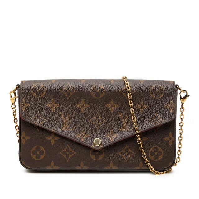 Brown Louis Vuitton Monogram Pochette Felicie Crossbody Bag in Brown Coated canvas from Designer Revival