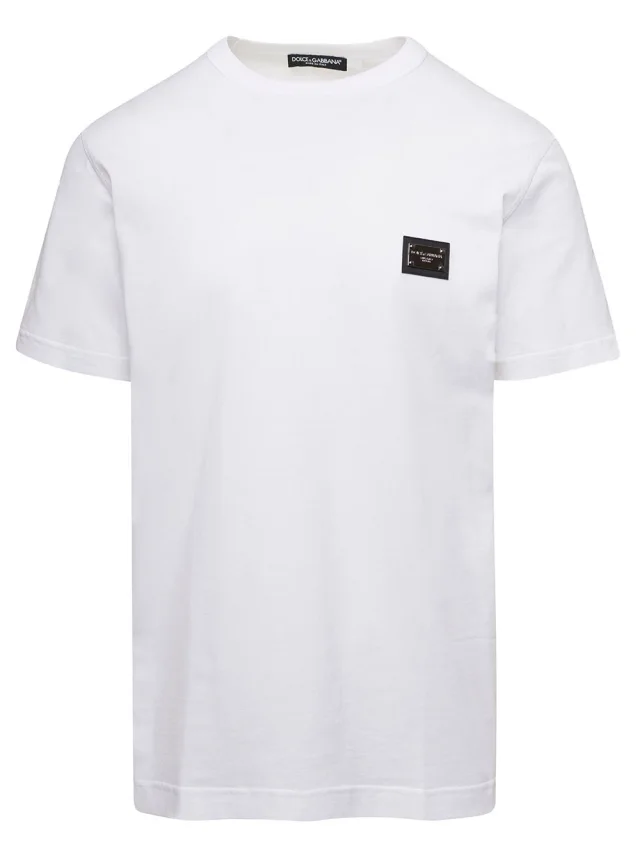 Dolce e gabbana Crew Neck 'Logo' White T-Shirt with Tag for Men in White 100% Cotton from Gaudenzi Boutique, photo 1 of 1