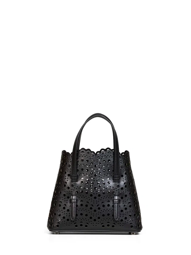 Alaïa Openwork Lambskin Tote Bag — Black in Black Lambskin from HEWI