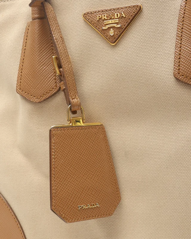 Prada Canapa Saffiano Cuir Double Tote Bag in Saffiano leather from A Retro Tale, photo 7 of 9