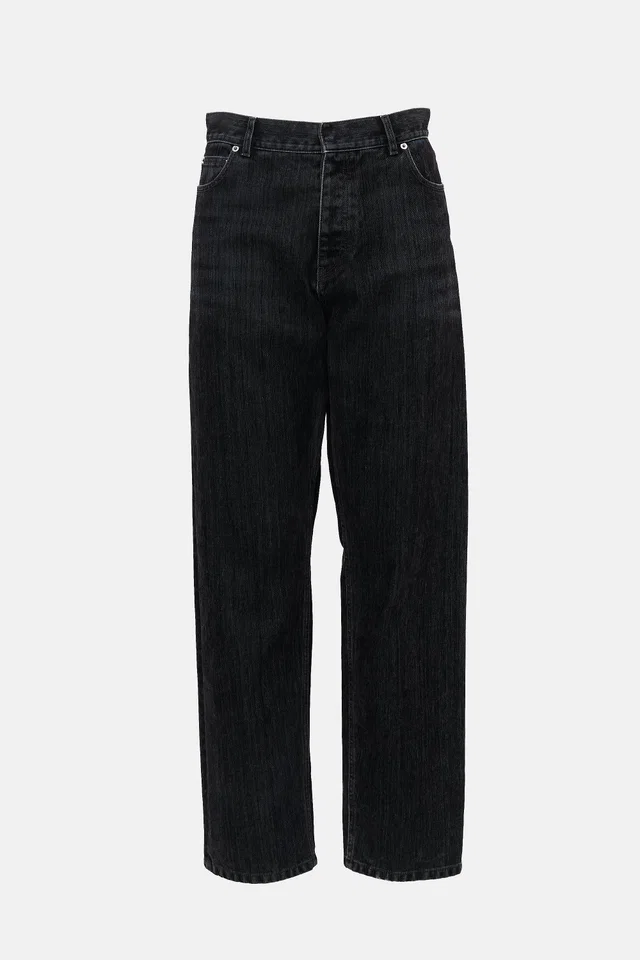Dior Flocked Denim Straight Leg Jeans in Denim from VSP Consignment