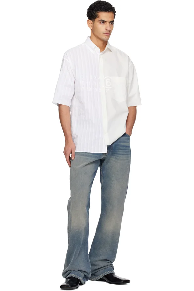 MM6 Maison Margiela Off-White Two-Tone Cotton Poplin Shirt, photo 4 of 4 from SSENSE