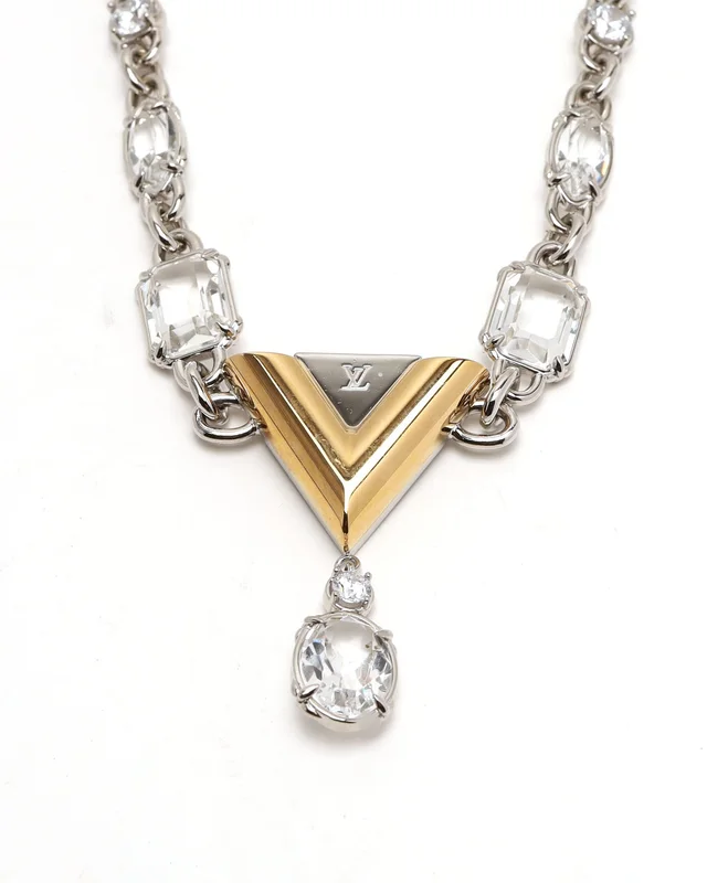 Louis Vuitton V Rhinestone Necklace from A Retro Tale, photo 3 of 5