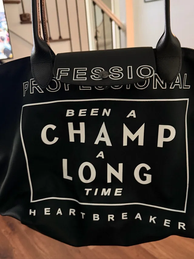 This Is A Limited-Edition Longchamp X Emotionally Unavailable (Eu) Le Pliage Tot in black|white from Poshmark